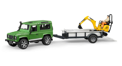 Land Rover Defender s prívesom a bagrom JCB U02593