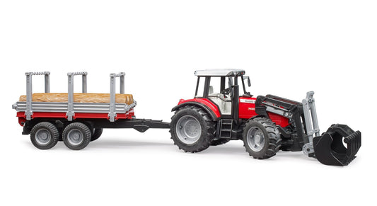 Massey Ferguson 7480 s predným nakladačom a prívesom na drevo U02046