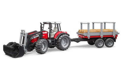 Massey Ferguson 7480 s predným nakladačom a prívesom na drevo U02046