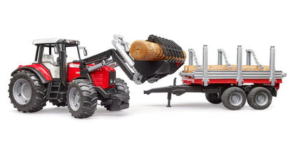 Massey Ferguson 7480 s predným nakladačom a prívesom na drevo U02046